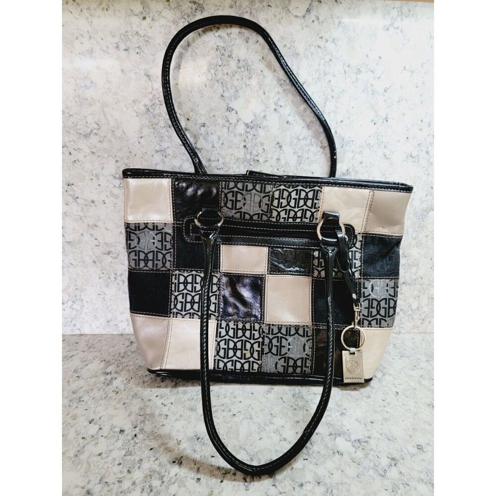 Giani Bernini Handbag Shoulder Tote Purse Neutral Colors Checkered‎ 14x10